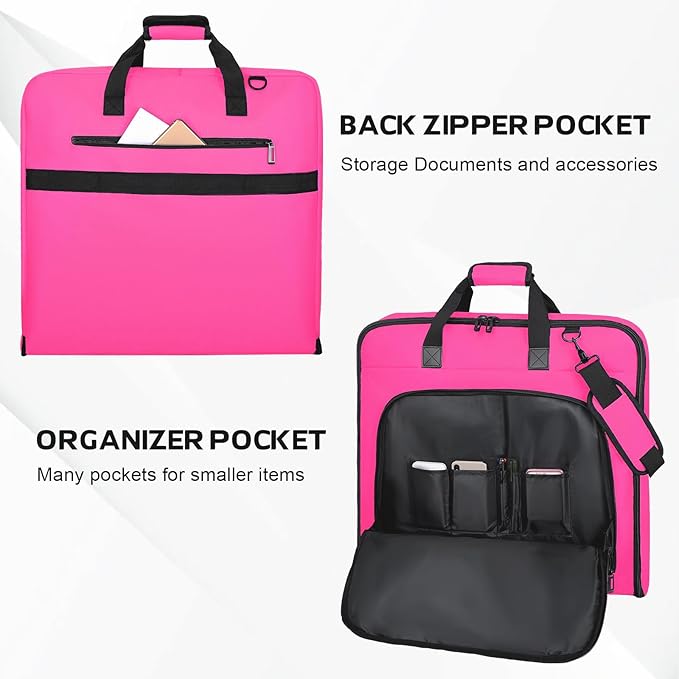 Goloni Garment Bag For Men Women Travel & Business,Hanging Clothes & Multiple Compartment,Waterproof Foldable Suit Bag Rose