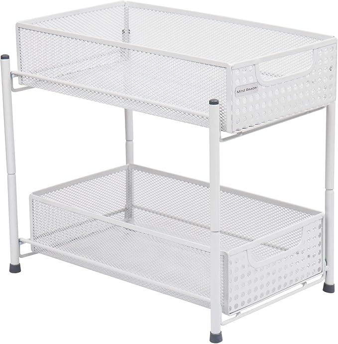 Mind Reader Accessory Organizer, Supply Storage, Desktop, Crafts, Office, Metal Mesh, 8"L x 12.5"W x 11.25"H, White