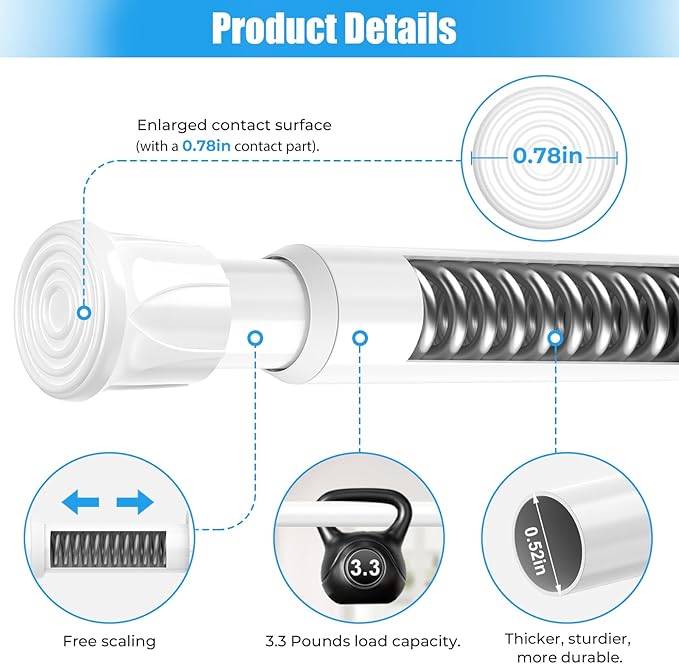 Spring Tension Curtain Rods 28-48 Inch White 4 Pack | No-drill & tool-free setup. Fits windows, kitchens, doorways. Rust-resistant, great for light curtains.