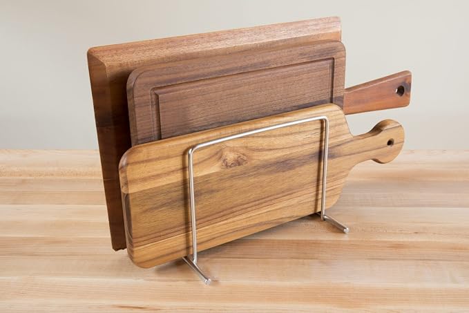 Small Cutting Board Organizer, Lifetime Stainless Steel Stores 1" Thick Baking Pans and Sheets, Fits in Cabinets