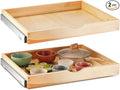 Menkxi 2 Set Wooden Pull out Cabinet Organizer Fully Assembled Slide out Pantry Drawer with Gentle Close Storage Shelf Tray for Base Kitchen Under Sink Bathroom Accessory(Wood Color,27'' X 21'' X 3")