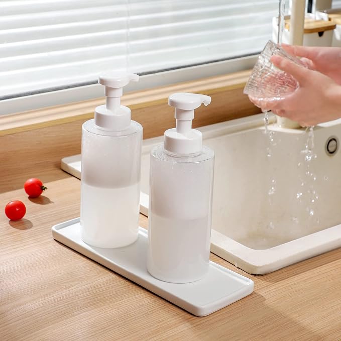 UUJOLY Foaming Soap Dispenser, 17 OZ Refillable Plastic Soap Pump Bottle for Liquid Soap, Shampoo, Body Wash, 2 Pcs, Clear | Pump Bottle for Liquid Soap, Shampoo & Body Wash – PETG Material, Reusable, Refillable, Bathroom & Kitchen Ready