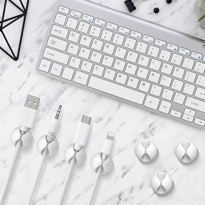 12 Pack Cable Clips, Znben Wire Organizer Holder Adhesive Cord Management Charger Wire Holder Clips for Desk, Home, Office, Car, Cubicle, Nightstand White