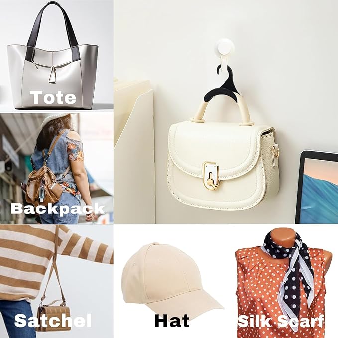 12 Pcs Purse Hanger Hook Acrylic Gray Bag Tie Handbag Belt Hanger Closet Organizer Storage Handbags Tote Holder for Storing Handbags Satchels