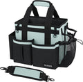 SCAVATA Compact Wearable Cleaning Caddy with Handle & Shoulder Straps | Small Cleaning Supplies Organizer, Under Sink & Car Cleaning Tools Storage Bag for Housekeepers Cleaners, Baby Blue