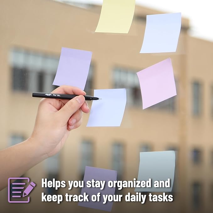 Mr. Pen- Sticky Notes, 3"x3", 12 Pads, 600 Sheets, Summer Colors | Sticky Notes Bulk, Self-Stick Note Pads, Perfect for Office, School, Home, Study & Organization