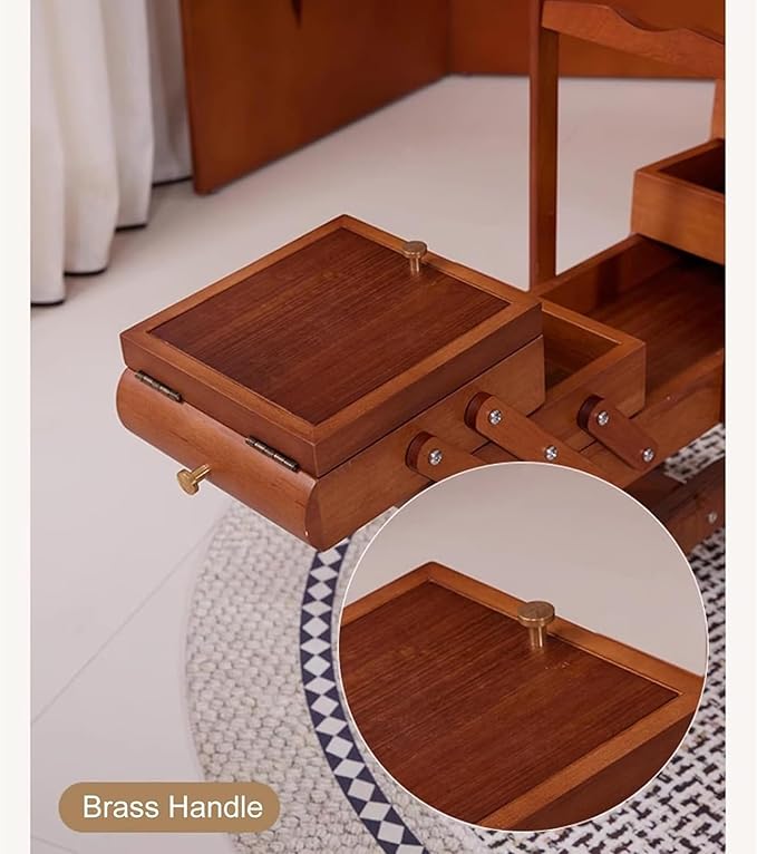 Jewelry Cabinet with Handles and Stands, Sofa Side Cabinet, Large Three-Layer Makeup Cabinet, Wooden Jewelry Cabinet for Storage