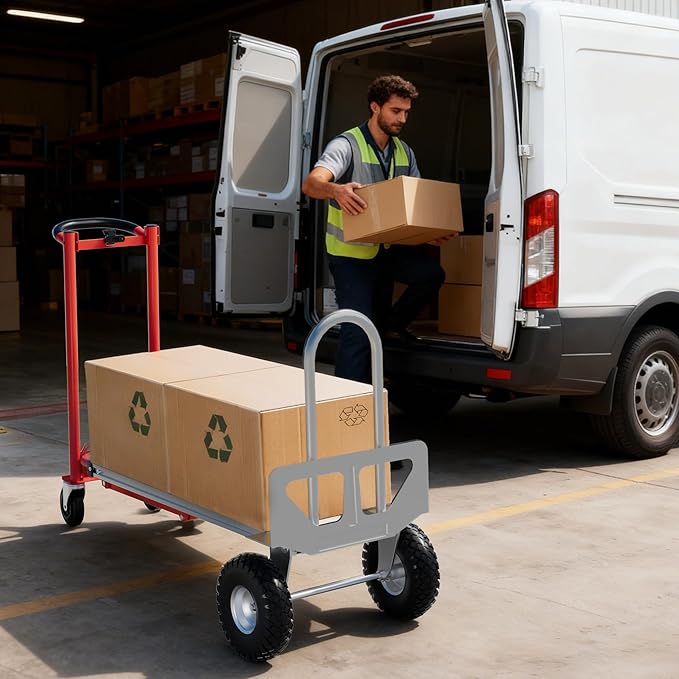 3-in-1 Convertible Hand Truck - 770 Lbs Heavy Duty Multi-Functional Aluminum Moving Dolly with Stair-Climbing Wheels - Folding Platform Cart & Utility Trolley for Home, Warehouse, Office