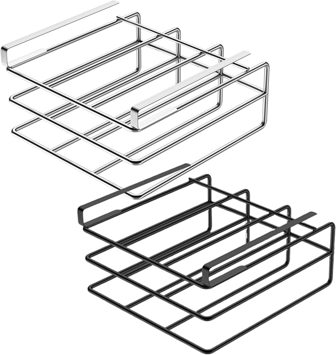 Cutting Board Organizer, Under Cabinet Cutting Board Holder Metal Cutting Board Organizer Space Saving Under Shelf Chopping Board Holder Cutting Board Rack Pot Lid Holder 10.4x11.8x2.4'' Black