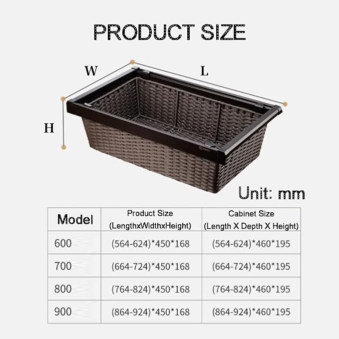 Pull Out Clothes Storage Baskets,Expandable Pull Out Cabinet Organizer,for Home Office Bedroom Laundry Room(Color1,(764-824) x450x168mm)