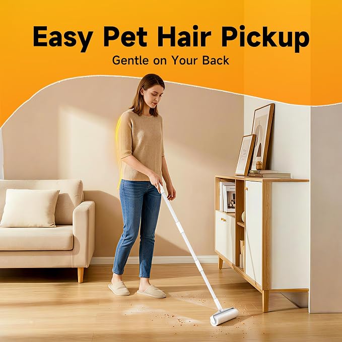 Extra Large Lint Roller for Pet Hair, 9.44-Inch Wide, 400 Sheets | Extendable Handle, 3 Refills & Dust Cover for Floors, Carpet & Couch