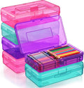 Blulu 6 Pack Large Plastic Pencil Case Box Clear Pencil Boxes Bulk Hard Crayon Box Storage with Snap Lids 8.1 x 4.7 x 2.2 Inch Painting Organizer Classroom Stationery School Supplies (Cute Color)
