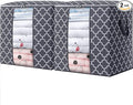 WISELIFE Storage Bags 2 Pack/100L Large Blanket Clothes Organization and Storage Containers for Comforters,Bedding, Foldable Organizer with Reinforced Handle, Clear Window, Sturdy Zippers,Gray
