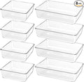 8 PCS Clear Plastic Drawer Organizer Tray, Acrylic Vanity Bathroom Drawer Organizers Trays, Desk Drawer Organizer Bins for Cosmetic, Makeup, Kitchen, Office, Junk Drawer Divider Organization