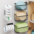 NiHome 5PCS Cabinet Door Lid Organizers Holders for Food Storage Container Lids Tupperware Tumblers Canning Lids, 3 Sizes Rustproof Metal Baskets for Spices, Toiletries, Under Sink or RV Storage