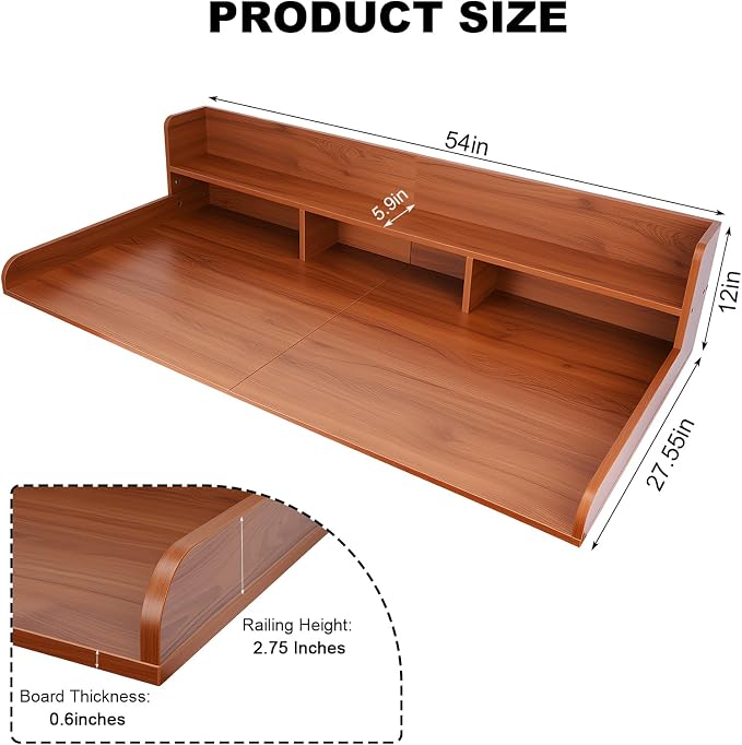 Washer Dryer Countertop with Shelf, 2-Tier Laundry Countertop Over Washer and Dryer, 54" x 27.55" Wooden Table for Folding Clothes for Laundry Room Organization and Storage (Walnut)