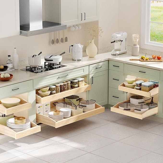 Pull Out Cabinet Drawer 19½” W x 21” D, Soft Close Pull Out Cabinet Organizer, Bottom Assembly