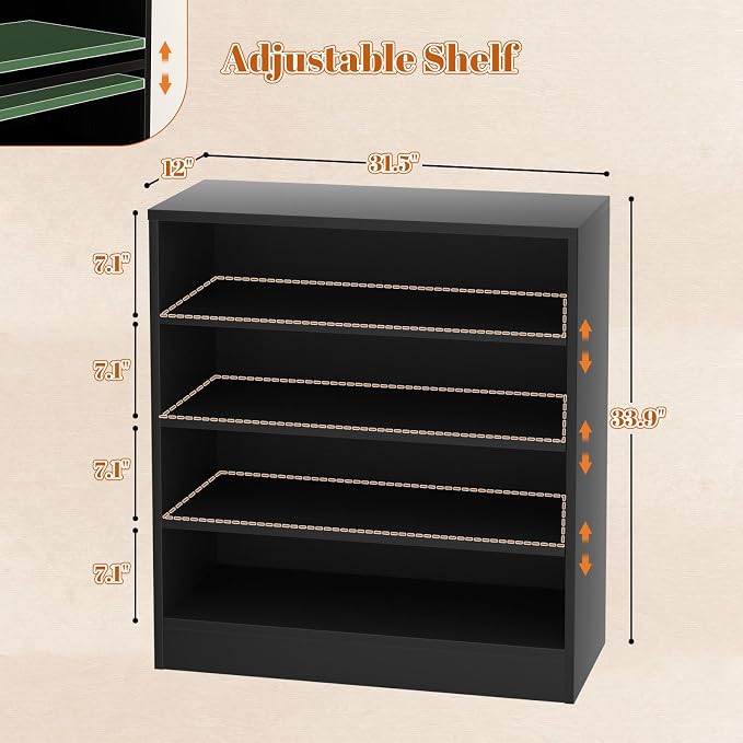 Homieasy Shoe Cabinet, 5-Tier Modern Wood Shoe Storage Organizer, Black | 3 Adjustable Shelves for Entryway, Multi-Purpose Display Shelf & Storage Cabinet for Living Room, Bedroom