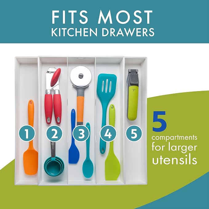 Dial Industries Expandable Silverware Drawer Organizer, Large Utensils