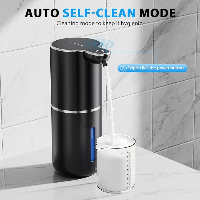 Fantictas Automatic Foaming Soap Dispenser Touchless, 4 Adjustable Levels | Foam Soap Dispenser 380ML, USB Charging Wall Mount for Kitchen & Bathroom, IPX5 Waterproof