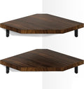 Alsonerbay Pine Wood Corner Shelves with Cord Hole 2-Pack, Carbonized Black | Diamond-shaped, cable management, 40 lbs/shelf, 0.79" thick pine, L-shaped metal brackets, for router & media devices