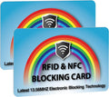 SaiTech IT 2 Pack RFID Blocking Card for Credit Debit ID Card, Rainbow Blue | Slim Anti-Theft Contactless NFC RFID Blocker Protector, Easily Fit into Wallet and Purse, for Men & Women