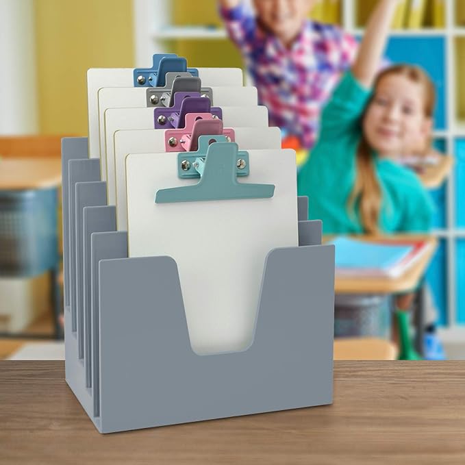 Acrimet 5 Section Incline File Sorter Organizer, Desktop Mail Holder Silver | Durable Plastic, Space-saving Design, Easy Document Access, Ideal for Office, Home and School Use