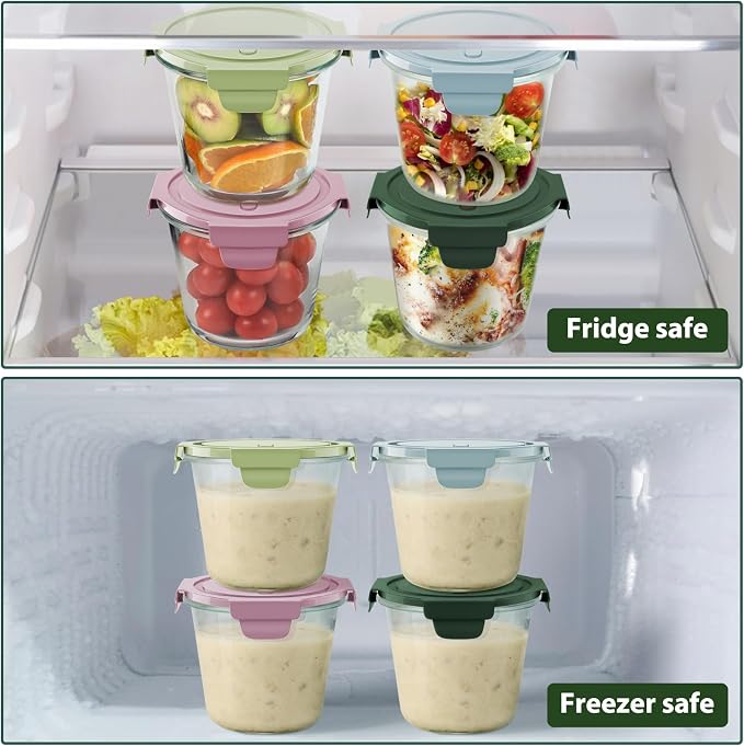 Freshmage 3Cup/23oz Glass Meal Prep Containers with Vented Lids, 6 PACK | Airtight丨Heat-Resistant丨BPA-Free丨Lunch Soup Leftover Food Storage丨Microwave Oven Dishwasher Freezer Safe丨Round