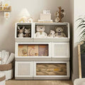 SunSettler Plastic Storage Organizer with Flip Door, Stackable Storage Cabinet, Magnetic Opening, Large Capacity Clothes Toy Shoe Cabinet, Easy Assembly for Living Room Bedroom
