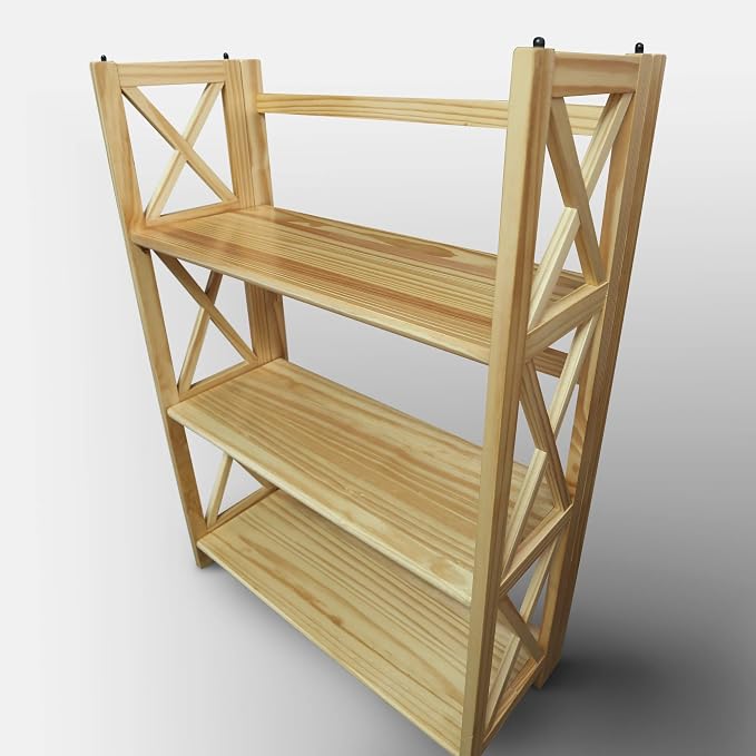 Casual Home Montego 3-Shelf Folding Bookcase, Natural , 27.5" Wide