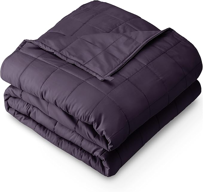 Bare Home Weighted Blanket Twin or Full Size 10lb (40" x 60") - All-Natural 100% Cotton - Premium Heavy Blanket Nontoxic Glass Beads (Eggplant, 40"x60")