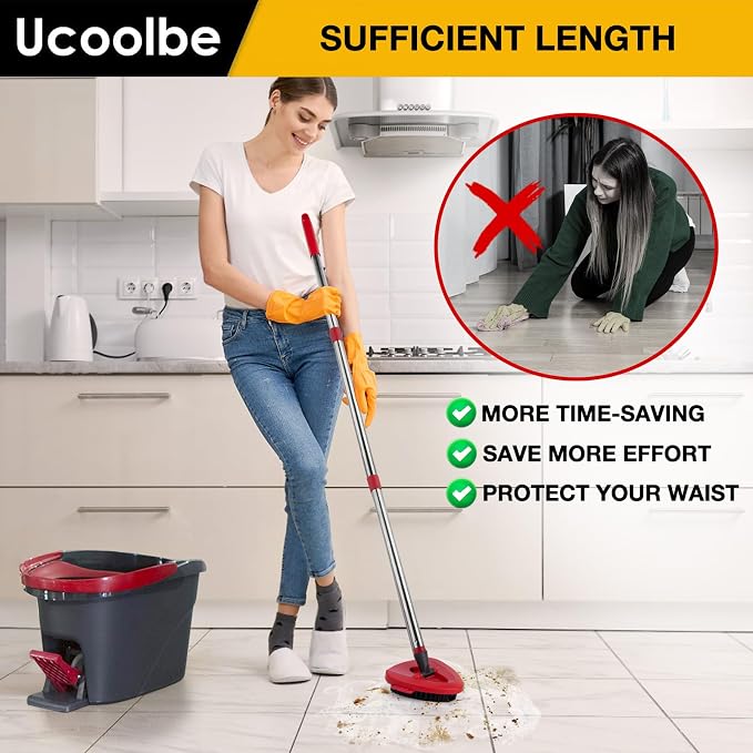 Spin Mop Scrub Brush for O-Cedar EasyWring 1-Tank Mop Head, Stiff Bristle | Scrub brush head only; handle/base not included. Not for RinseClean 2-Tank. Nylon bristles clean tile, grout, tubs & decks.