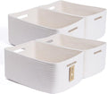 MiniArk Large Storage Baskets for Organizing, 17 x 13 x 7.5” Closet Shelf Baskets for Clothes Blanket Towels, Baby Nursery, Toy Bins Box, Woven Rope Baskets, 4 Packs Off White