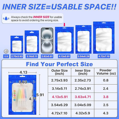 100 Pack Smell Proof Bags, Resealable Packaging Bags Mylar Bag with Frosted Clear Window, Sealed Pouches Foil Pouch Smell Proof Zipper Pouches for Food Storage (Blue, 4.13 x 5.91)