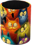 Funny Cats Pen Holder Pencil Organizer for Desk, 3.1” x 3.1” x 3.9” Pencil Cup Office Supplies, Large Capacity Cute Pen and Makeup Brush Holder for Desktop, Home, School