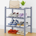 Smiry Small Bamboo Shoe Rack, 3 Tier Free Standing Wooden Shoe Organizer, Stackable Wood Shoe Storage Shelf for Closet, Entryway, 14 Vertical Slats, 2+1 Stack Heavy-Duty Legs, 17.3"x11"x19.5", Grey
