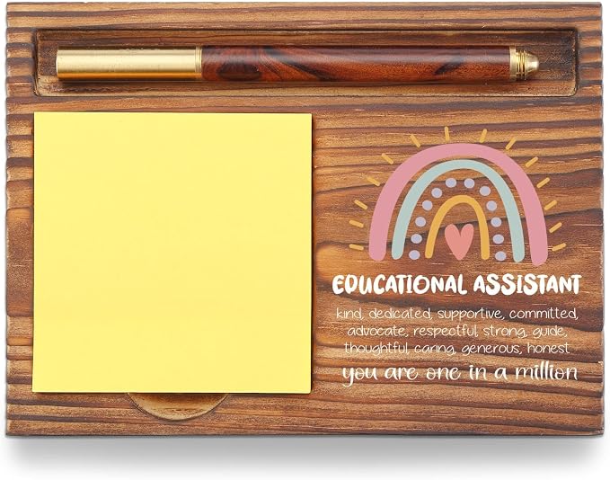 Educational Assistant Sticky Note Holder, Educational Aide Appreciation Gifts, Teacher's Day Thank You Gifts for Assistant Teacher Back to School Desk Self-Stick Note Pad Holders TZP59