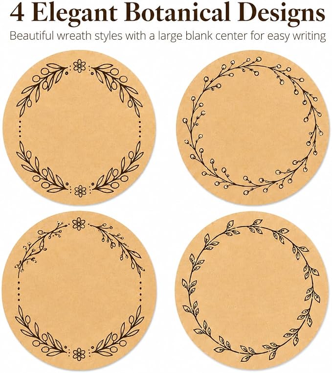 IBAKE Blank Kraft Canning Labels, 500 Writable Stickers for Jars and Containers, 2 Inch Round Labels for Mason Jars, Homemade with Love, Food Labels for Packaging & Gifts