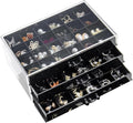 YUFONG Earring Storage Box Organizer 3 Drawers Acrylic Jewelry Storage Box Holder Transparent Jewelry Display Stand with 72 Small Compartments Gift for Women Girls (Black)