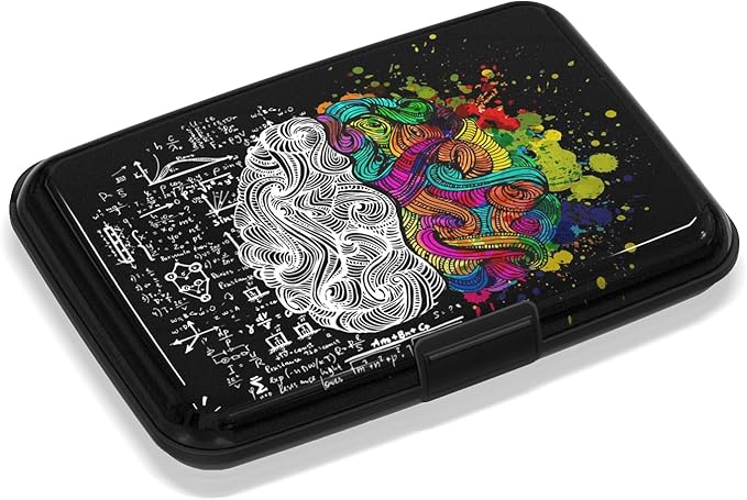 Credit Card Holders, Metal Card Wallet RFID Blocking Slim Aluminum Business Hard Cards Cases for Women Men, Brain Graffiti