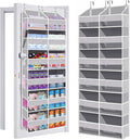 UVIAHOMI Heavy Duty Over The Door Organizer 6 Tiers, Extra Large Behind Door Storage of 12 Front & 12 Mesh Pockets, 80lb Weight Capacity, Hanging Doors Storage for Closet Bedroom Nursery, Light Gray