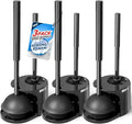 FORASTO 3Pack 2 in 1 Toilet Brush and Plunger Set, Extended Handle Plunger,Toilet Bowl Brush Plunger Set,Bathroom Cleaning Tools,Toilet Brush Plunger Combo,Cleaning Supplies，Black | 21" Extended, Apartment Must Haves, Accessories Decor, Essentials, New...