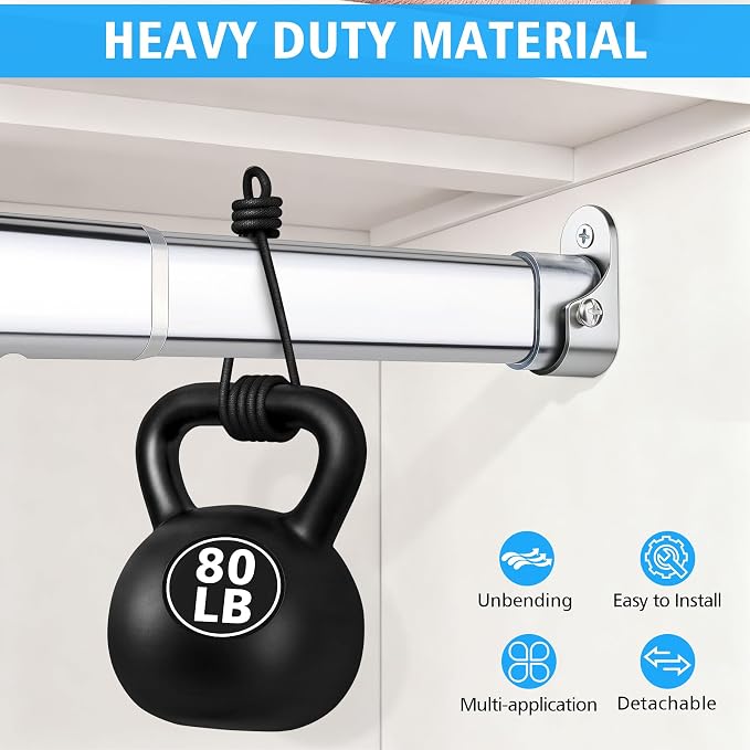 Premium Chrome Oval Closet Rod for Hanging Clothes 30 to 54.5 Inch, Includes End Supports, Adjustable Wardrobe Tube, Heavy Duty Extendable Closet Pole, Carbon Steel