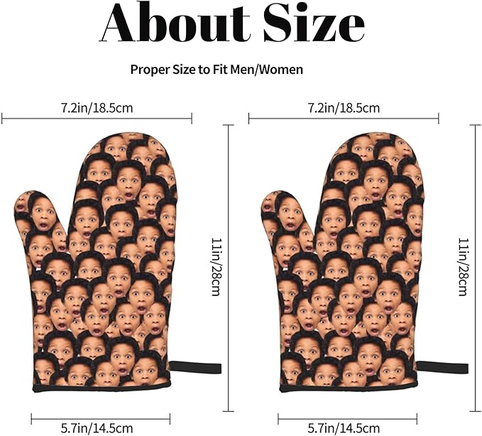 Custom Oven Mitts Personalized with Your Face Baking Gifts for Women for Kitchen Cooking BBQ Grillin-Style1, 2 Oven Mitts