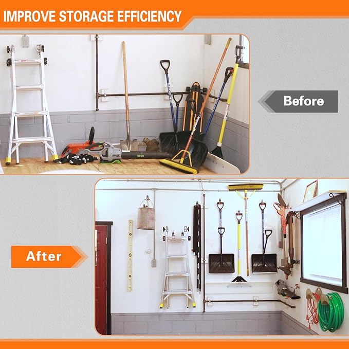 HUPBIPY 26 Pack Garage Hooks Heavy Duty, Wall Mount Ladder Hooks | Storage Organizer With a non-slip coating for Hanging Bicycles Garden Tools Ladders Hoses Ropes and Loose Items(Orange)