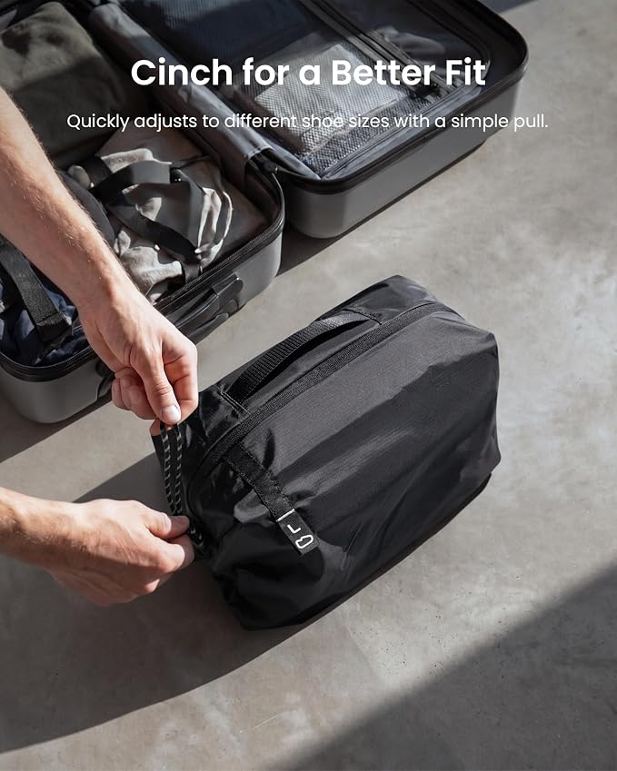 tomtoc Shoe Bag for Travel Packing, Fits Up to US Men’s 10/Women’s 11.5 | Odor-resistant Packing Organizer Pouch for Backpack Luggage Suitcase, Travel Essentials Storage for Daily Gym Use, M 1Pack