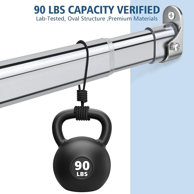 Adjustable Oval Closet Rod, 18-31 Inch,90 Lbs Heavy Duty (Chrome)