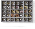 Large Jewelry Organizer for Drawer Insert Velvet Stackable Jewelry Trays for Earring Necklace Bracelet Ring Display (Gray, 35 Grids)
