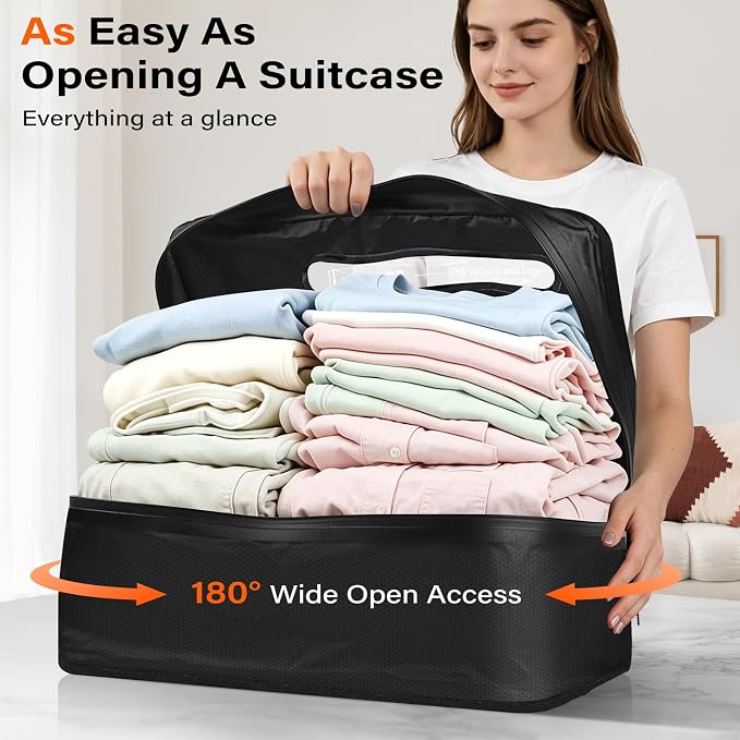 2 Pack Bag with Vacuum Travel for Suitcase, 30L Overpack Vacuum Bags w/Pump | IP68 Waterproof Compression Bags For Carry On Luggage&Backpacks, Reusable Nylon Vacuum Seal Bags For Clothing Travel Kit