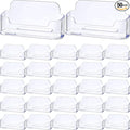 Leinuosen 50 Pack Business Card Holder for Desk Acrylic Business Card Holder Display Clear Label Stand Label Table Desktop Organizer for Home and Office